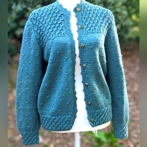 Santa Maria Trading 100% Wool Hand Knit in Uruguay Cardigan Sweater - Size M